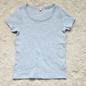 NWT Crewcuts Softest Cotton Short Sleeve Pointelle Tee In Blue Mist Size 10